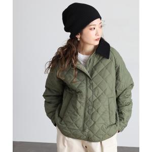 ブルゾン アウター コーデュロイ襟キルティングジャケット レディース