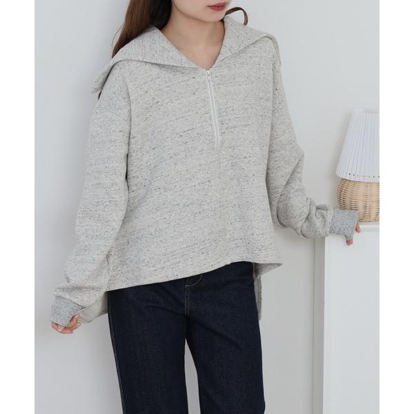 トレーナー スウェット ハーフジッププルオーバー レディース