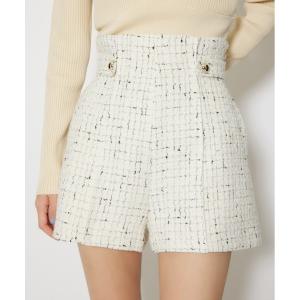 パンツ ハイウエストツイードショートパンツ 春服 レディース