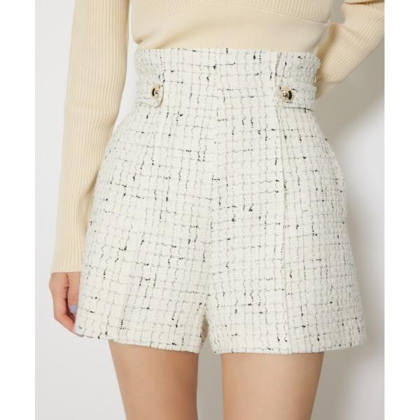 パンツ 「セットアップ対応」ハイウエストツイードショートパンツ 春服 レディース