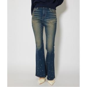 ジーンズ デニム デニムパンツ ビジュージャストウエストフレアデニムパンツ 春服 レディース