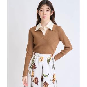 ニット セーター ダブルカラードッキングニット レディース