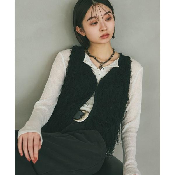 ベスト ジレ ループアミベスト レディース