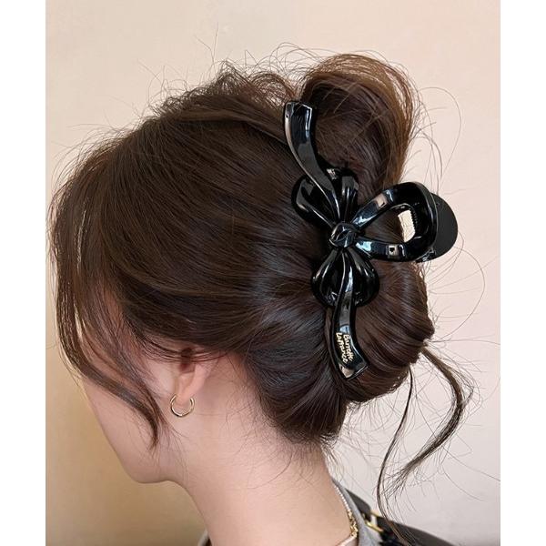 ヘアクリップ 大きめ べっ甲 リボン ヘアクリップ / バンスクリップ