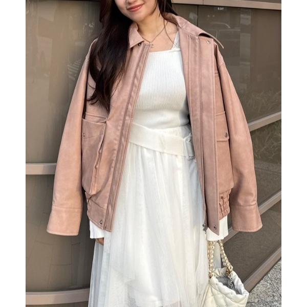 レザージャケット ライダース ライナー付きフェイクレザーブルゾン 春服 レディース