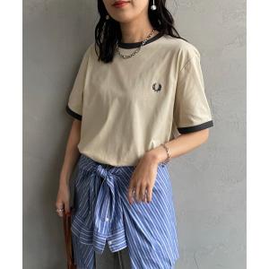 tシャツ 「WEB先行予約」「FRED PERRY/フレッドペリー」 別注 ワンポイントロゴ刺繍 リンガーTシャツ レディース メンズ