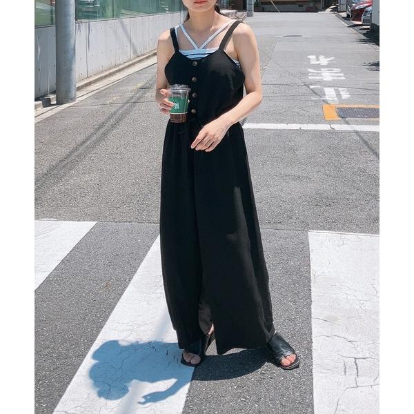 「AS KNOW AS plus」 オーバーオール FREE ブラック レディース