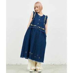 「MERLOT」 ノースリーブワンピース FREE ネイビー レディース