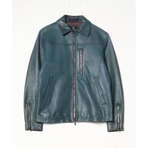 「MEN'S BIGI」 レザーブルゾン S ブルー メンズ