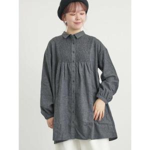 ブラウス シャツ シャーリング切替チュニック レディース