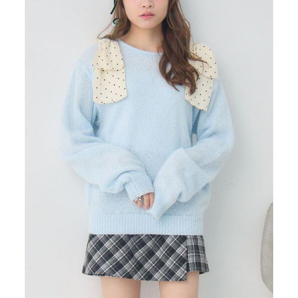 ニット セーター ポコポコ肩リボンNTPO レディース