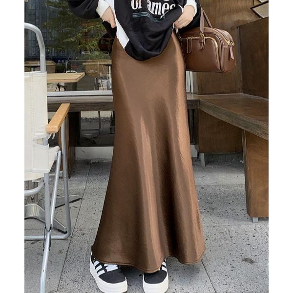 スカート YUGA_YGMC 　Satin Mermaid Long Skirt