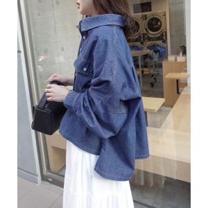 ブラウス シャツ クロップドデニムシャツ レディース