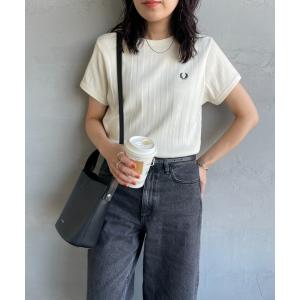 tシャツ 「WEB先行予約」「FRED PERRY/フレッドペリー」 別注 ランダムリブ ワンポイントロゴ刺繍 リンガーTシャツ レディース
