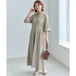 ワンピース 半袖 「好機能シリーズ」UVカット・接触冷感・速乾｜ウエストタックワンピース｜夏を快適に！/1枚で完結する美シルエット/キーネックワンピー…