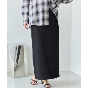 ロング スカート リブポンチナロースカート｜美シルエット/ON/OFF着回し/スタイルアップ/バックスリット/ウエストゴム
