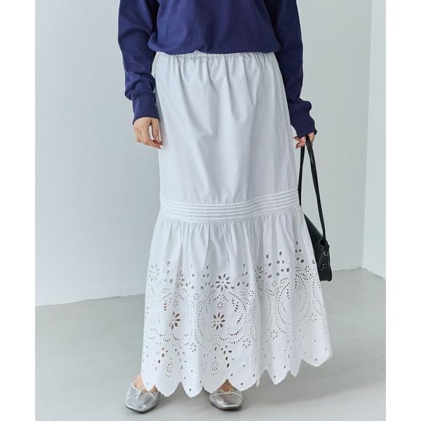 スカート 刺繍レースフレアスカート
