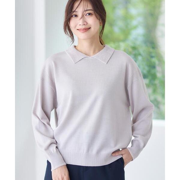 ニット セーター 「着映え」衿つきニットトップス レディース