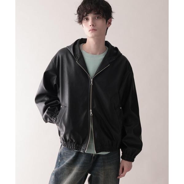 ブルゾン アウター Synthetic Leather Short Hood Blouson/シンセ...