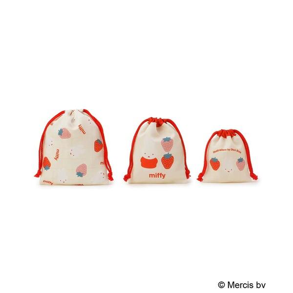 Dick Bruna miffy 巾着 3P strawberry＆tulip