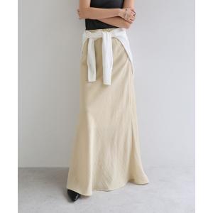 スカート リネンブレンドロングナロースカート