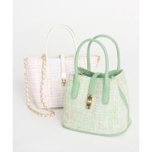 トートバッグ メタルポイントツイードトートバッグ レディース