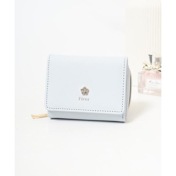 財布 合皮花プレートミニ財布 レディース