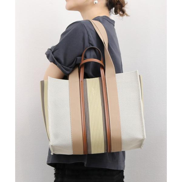 トートバッグ カシュカシュ cachecache / マルチカラーストライプ2wayスクエアトート ...