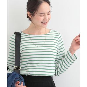 tシャツ 「S-LL/洗濯機可」着こなしいろいろ 首元すっきりボートネック ボーダーロンT レディース