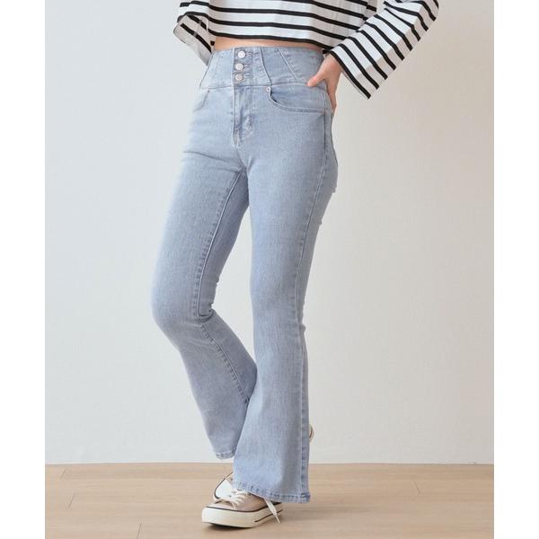 ジーンズ デニム デニムパンツ スーパーストレッチデニム 3個釦フレアーパンツ 2丈展開　股下71c...