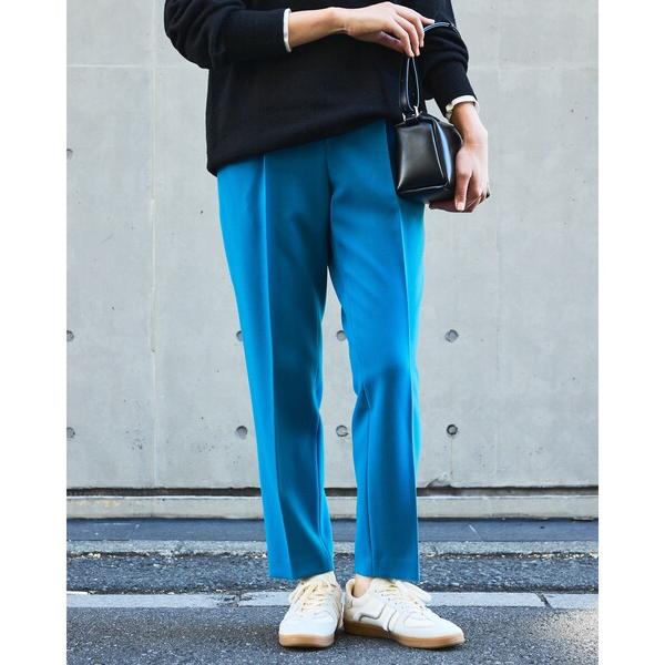 パンツ 「ブルー」ダブルクロスセンタープレスパンツ/オフィスカジュアル レディース