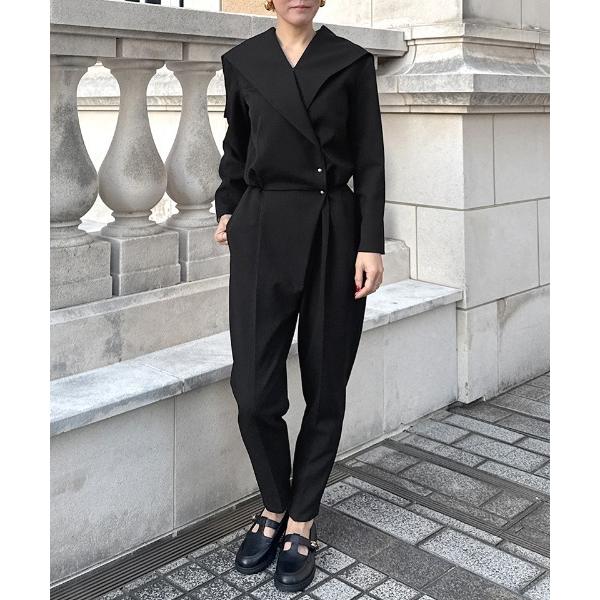 パンツ ショール風ジャンプスーツ（防シワ生地） レディース