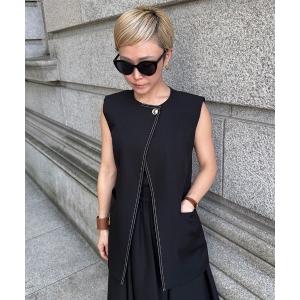 ステッチ配色ジレ レディース