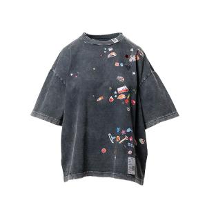 tシャツ Kids Sticker Print Bleached T-shirt レディース