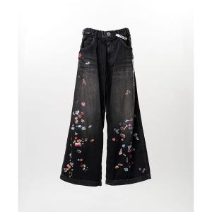 ジーンズ デニム デニムパンツ Kids Sticker Printed Wide Denim Pants レディース