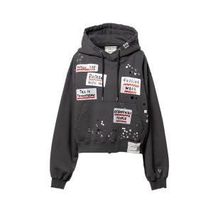 トレーナー スウェット Embellished Sticker Hoodie レディース