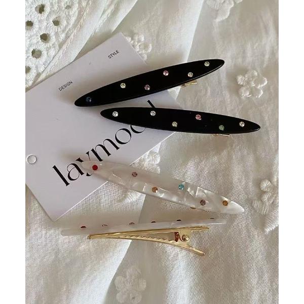 ヘアクリップ ドット カラー ラインストーン ヘアピン