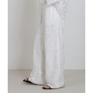 パンツ パッチワークエンブロイダリーパンツ「セットアップ可」 レディース