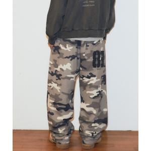 ワイドパンツ スウェットパンツ ジャージ 「mahagrid/マハグリッド」 Camo Applique Sweatpants/カモアプリケスウェットパンツ メンズ レディース