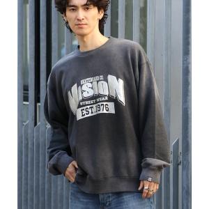 トレーナー スウェット 「VISION STREET WEAR/ヴィジョンストリートウェア」Bleach College TRN/ブリーチ加工 カレッジロゴ スウェット トレーナー