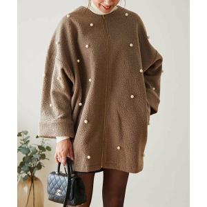 「M y u」 ノーカラーコート ML ベージュ レディース