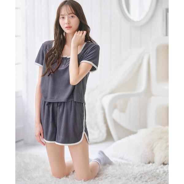 パジャマ ルームウェア 「接触冷感」ヘンリーネックリブパイルパジャマ レディース