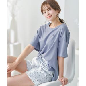 パジャマ ルームウェア 「綿混素材」ゆったりハート柄パジャマ「オーバーサイズTシャツ＆ショートパンツセット」 レディース