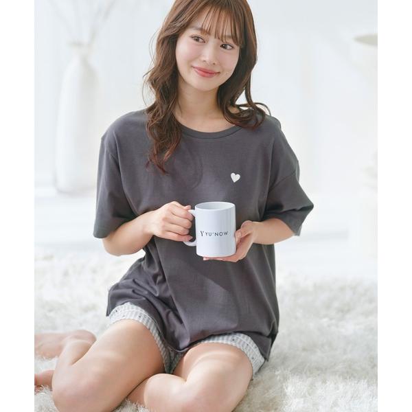 パジャマ ルームウェア 「綿混素材」ハートプリントサッカーパジャマ レディース