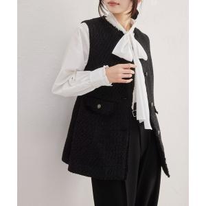 自由区（ジユウク） ベスト ジレ ツイード調ニット ジレ レディース