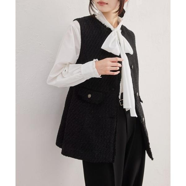 ベスト ジレ 「WEB限定」ノーカラーツイードジレ レディース