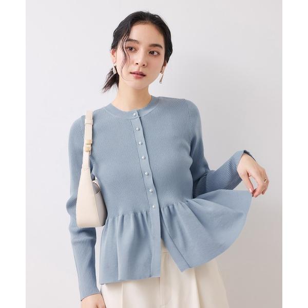 カーディガン ペプラムニットカーディガン/イージーケア レディース