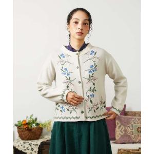 カーディガン El galgo フラワーモチーフニットカーディガン レディース