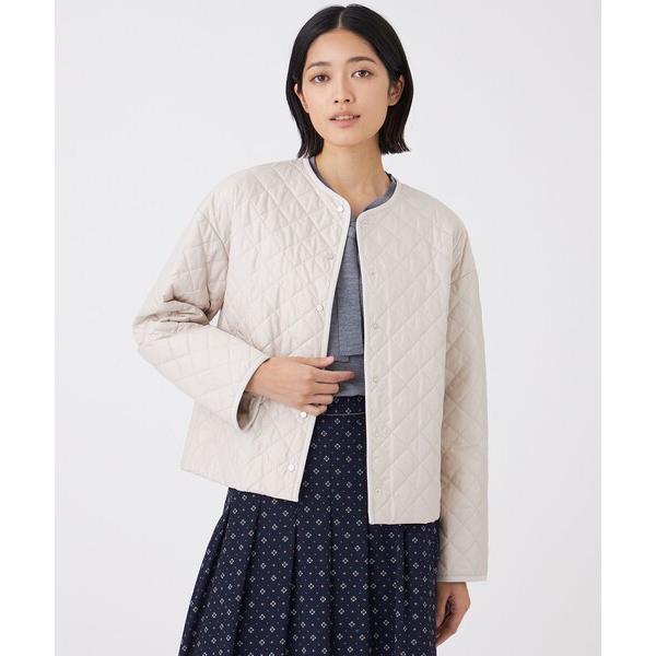 ノーカラーコート コート 「吸湿発熱・消臭」キルティングタフタコート レディース