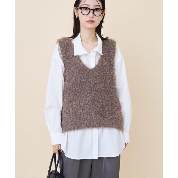 ベスト ジレ テープヤーンニットベスト レディース